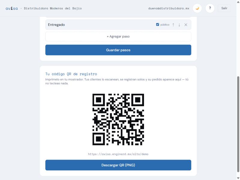 Código QR de registro