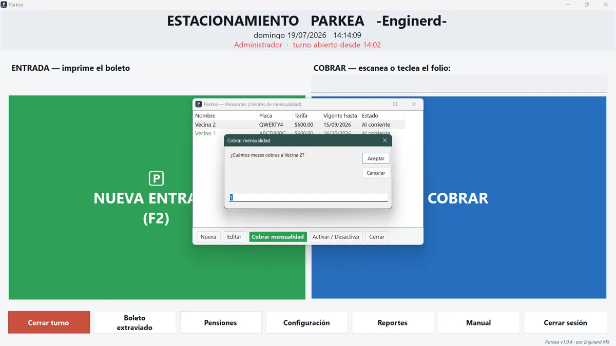 Cobro de pensiones en Parkea